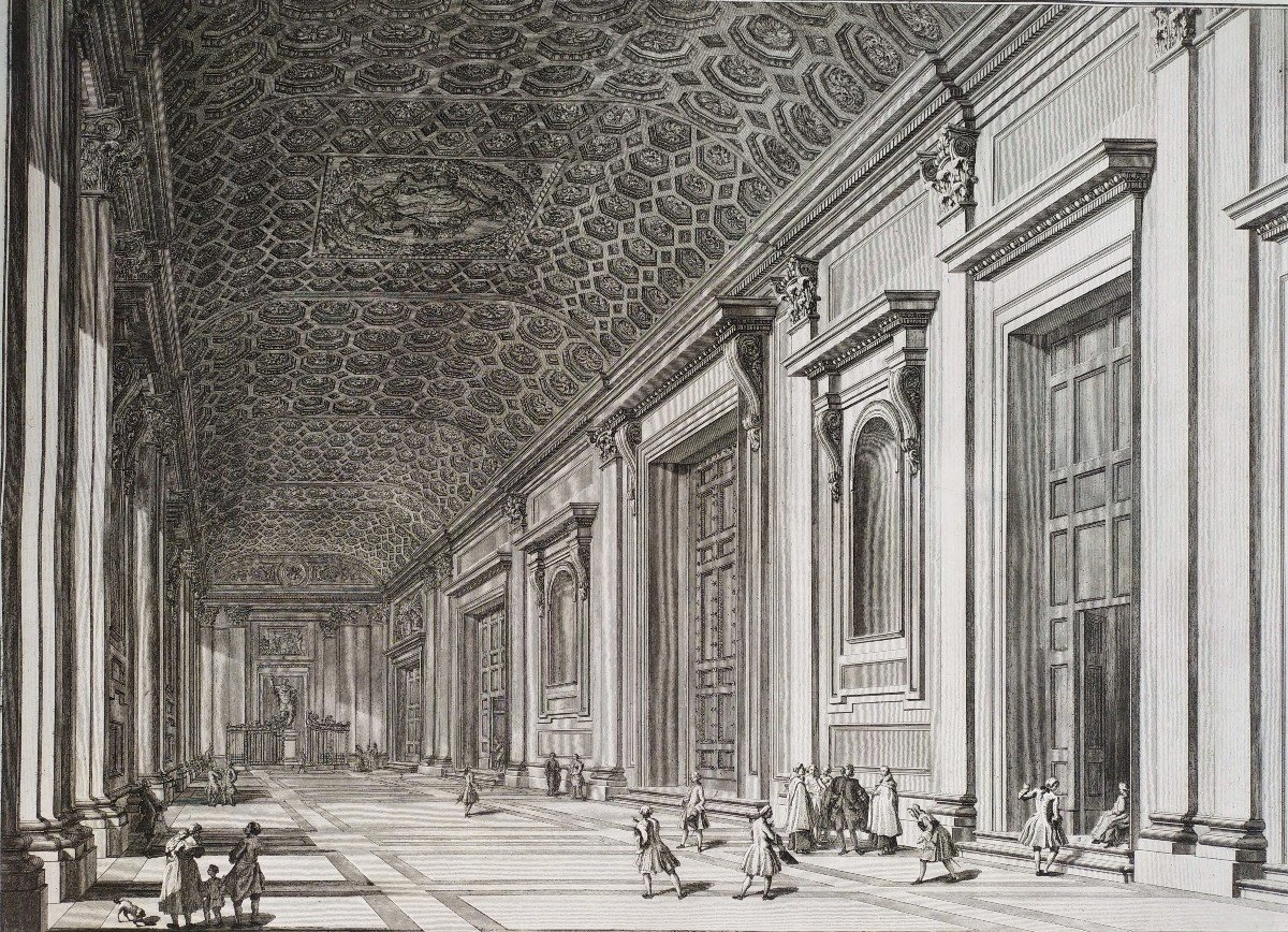Gravure 18ème Basilique Di San Giovanni à Rome d'Après Francesco Panini -photo-4