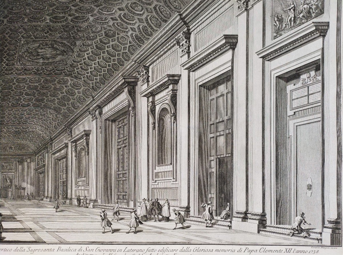 Gravure 18ème Basilique Di San Giovanni à Rome d'Après Francesco Panini -photo-1