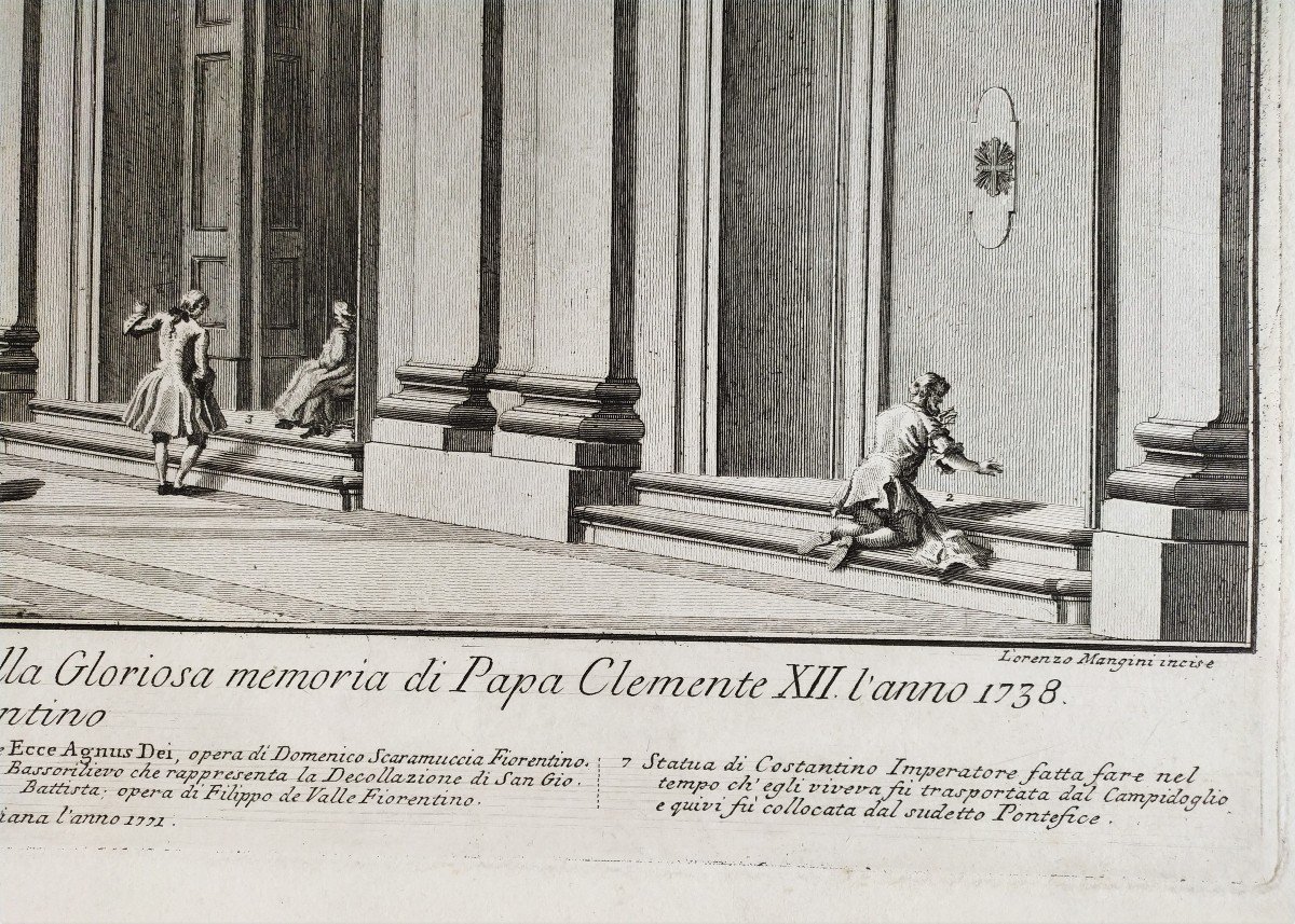 Gravure 18ème Basilique Di San Giovanni à Rome d'Après Francesco Panini -photo-3