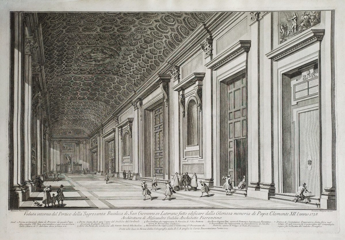 Gravure 18ème Basilique Di San Giovanni à Rome d'Après Francesco Panini 