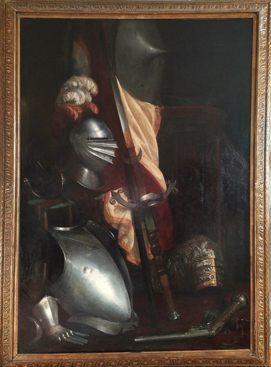  Oil Painting Still Life With Armor By Léon Horsin-déon 19th Century