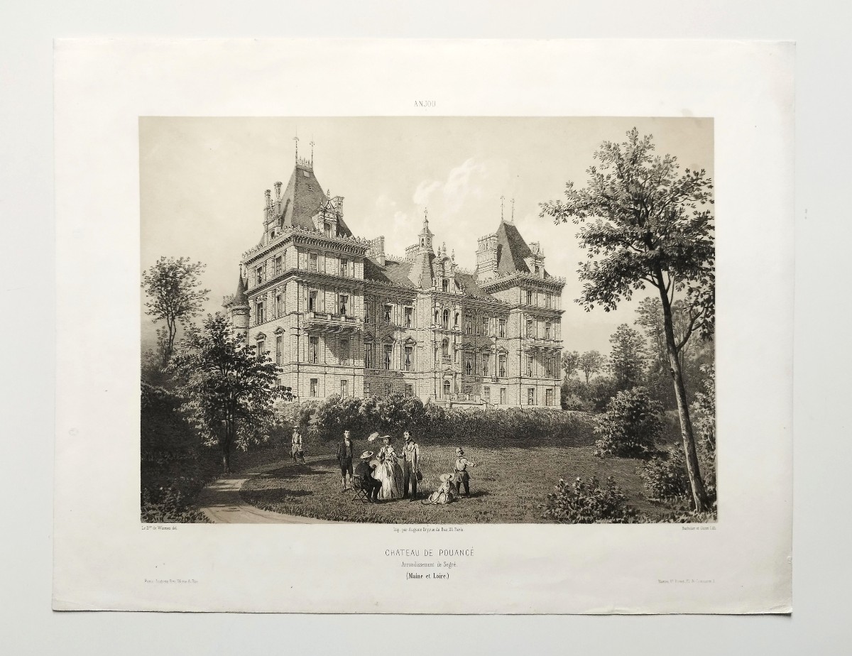Château de Tressé Pouancé lithographie 19ème-photo-2
