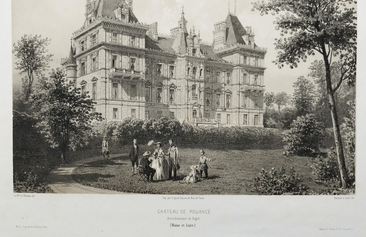 Château de Tressé Pouancé lithographie 19ème-photo-4