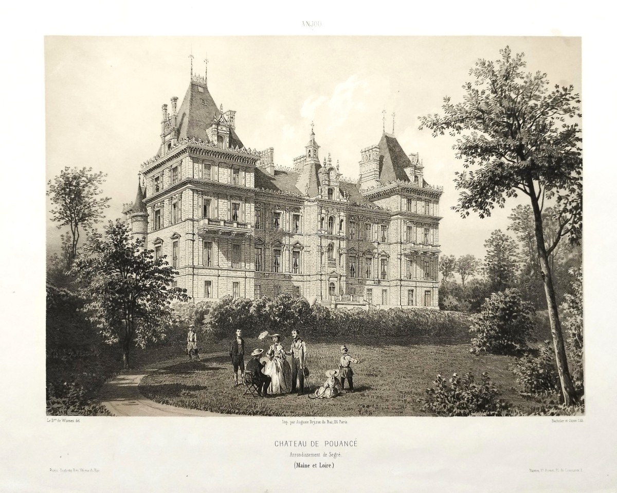 Château de Tressé Pouancé lithographie 19ème-photo-3