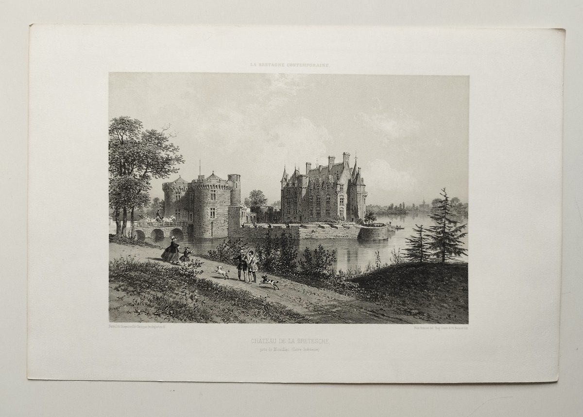 Château de la Bretesche lithographie 19ème-photo-2