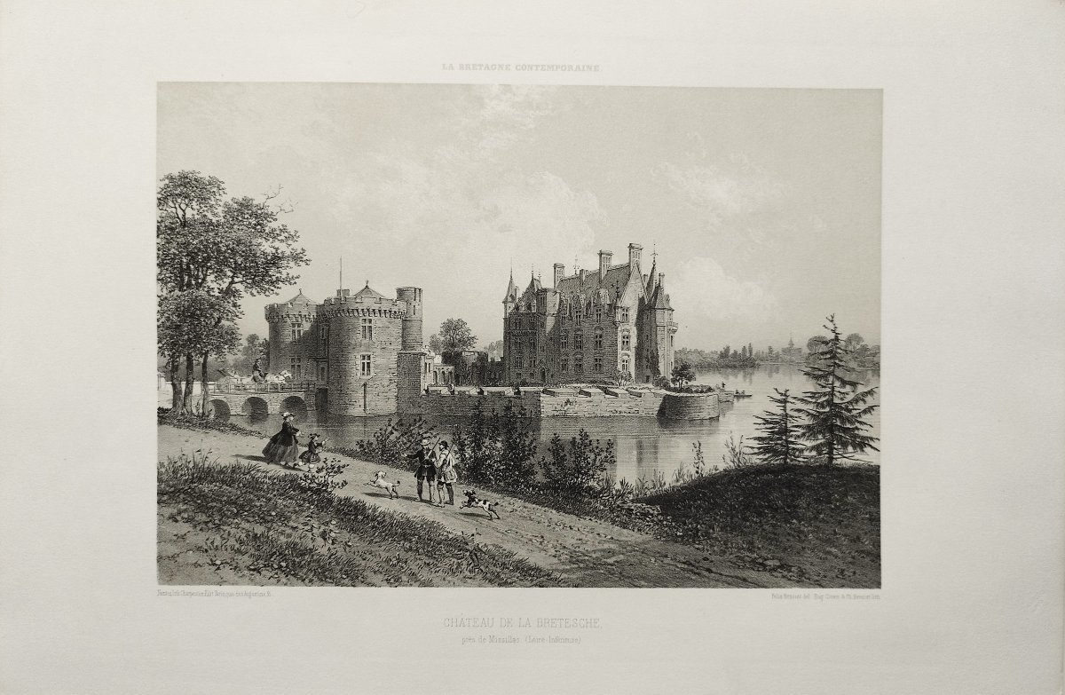 Château de la Bretesche lithographie 19ème-photo-3