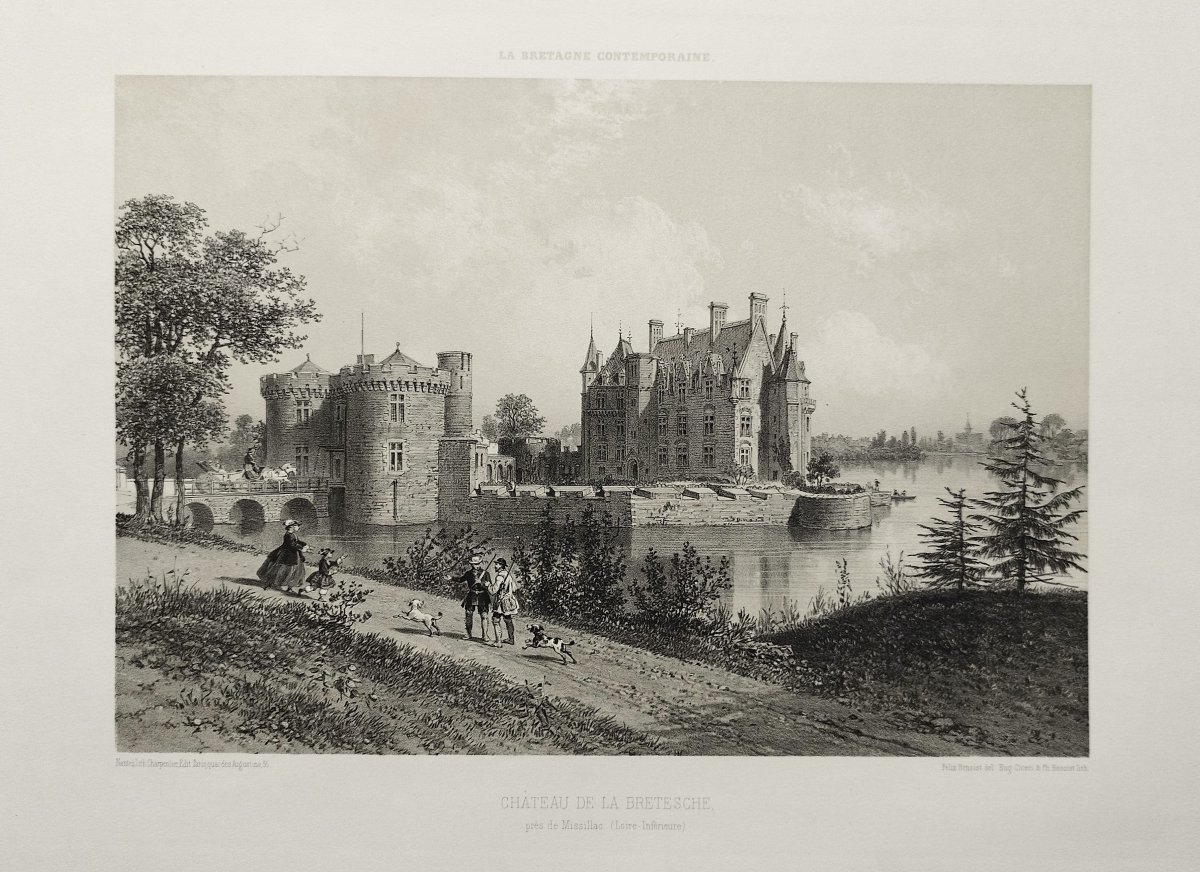 Château de la Bretesche lithographie 19ème-photo-4