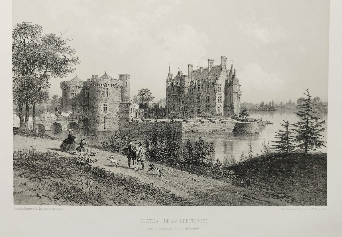 Château de la Bretesche lithographie 19ème-photo-1