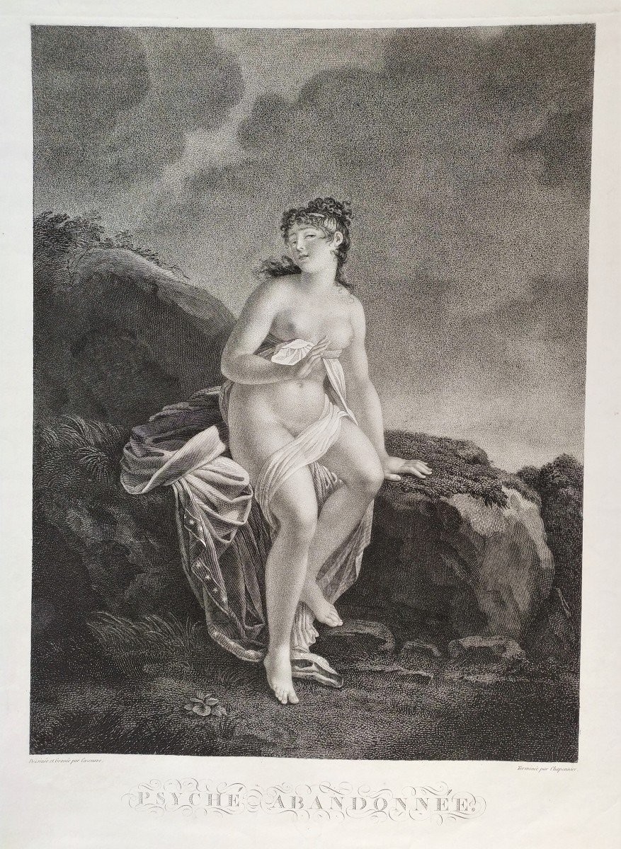 Gravure mythique Psyché Nu 19ème