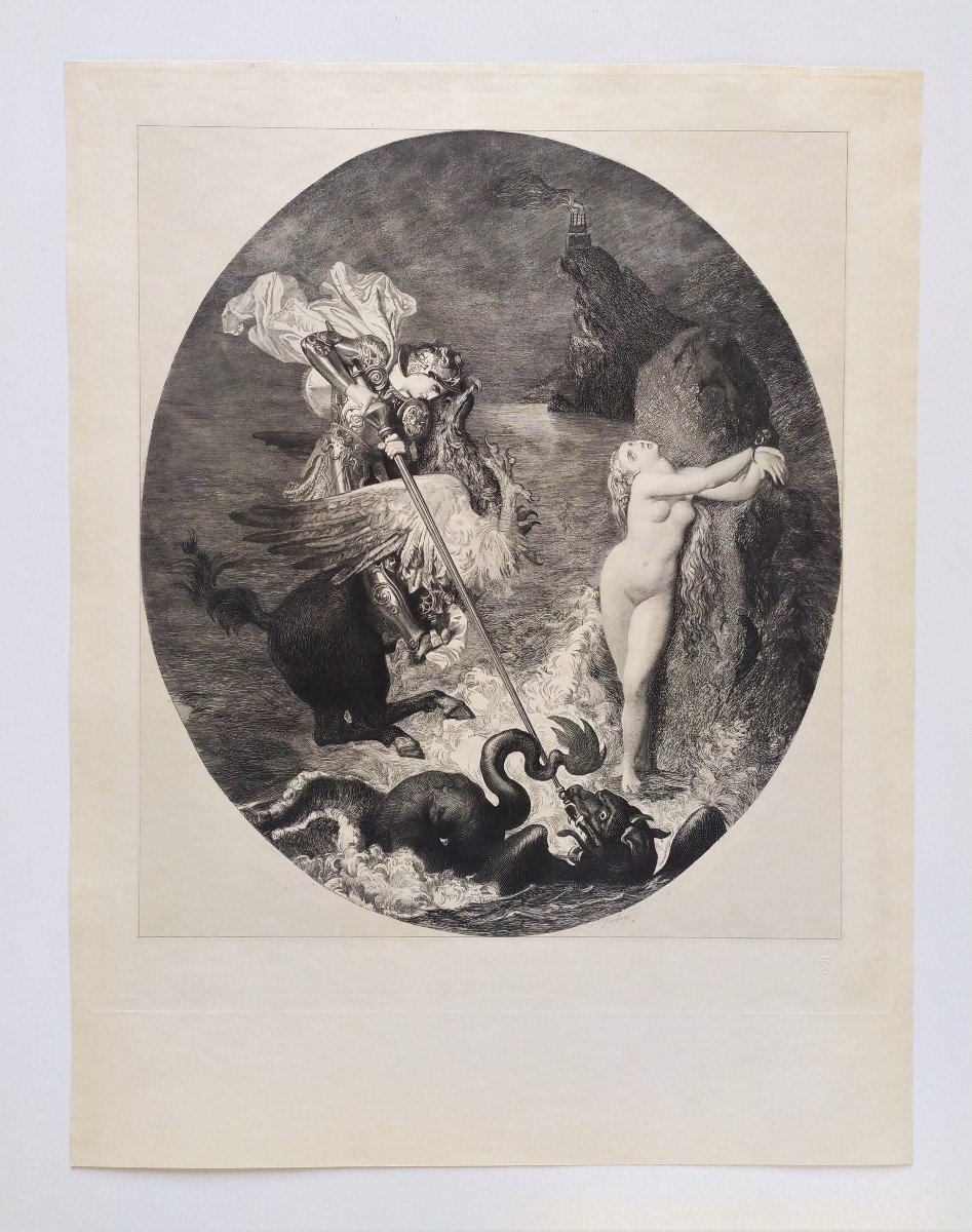 Eau forte mythologie Angélique et Roger d'après Ingres-photo-2