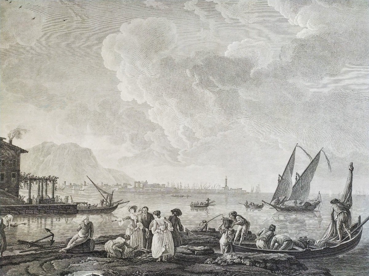 Gravure 18ème Vue de Naples -photo-2