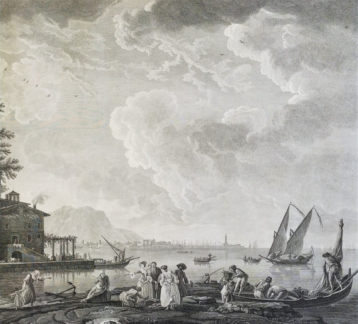 Gravure 18ème Vue de Naples -photo-3
