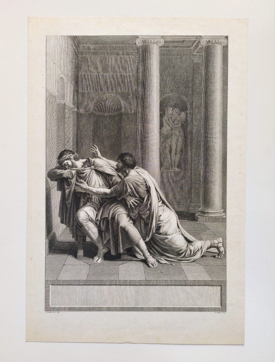 Gravure 18ème eau forte néo classique Britanicus Burrhus-photo-2