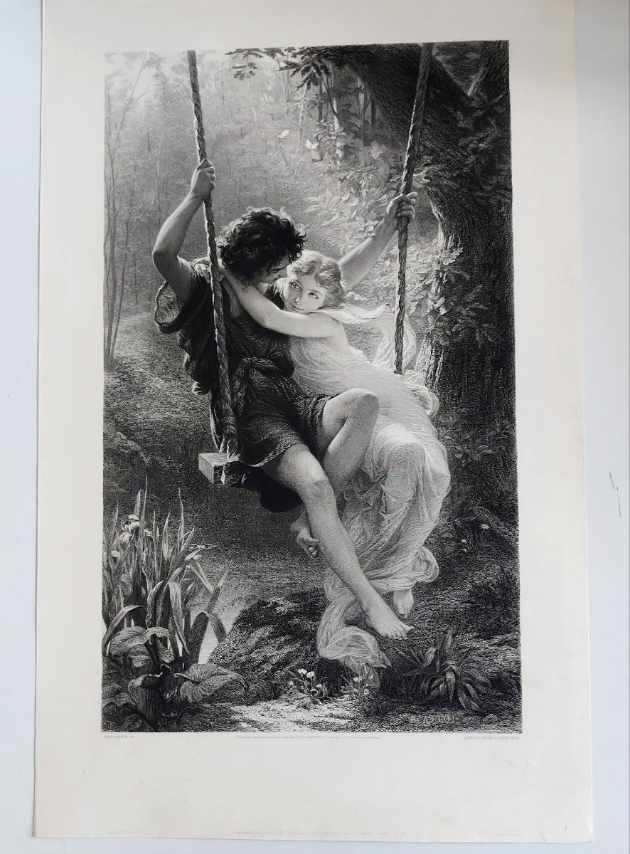 Grande gravure Le Printemps par Varin d'après Cot 19ème -photo-2