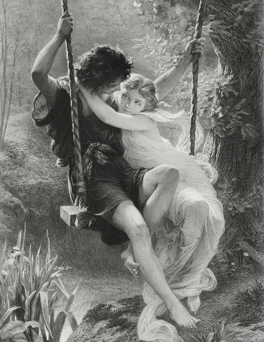 Grande gravure Le Printemps par Varin d'après Cot 19ème -photo-1
