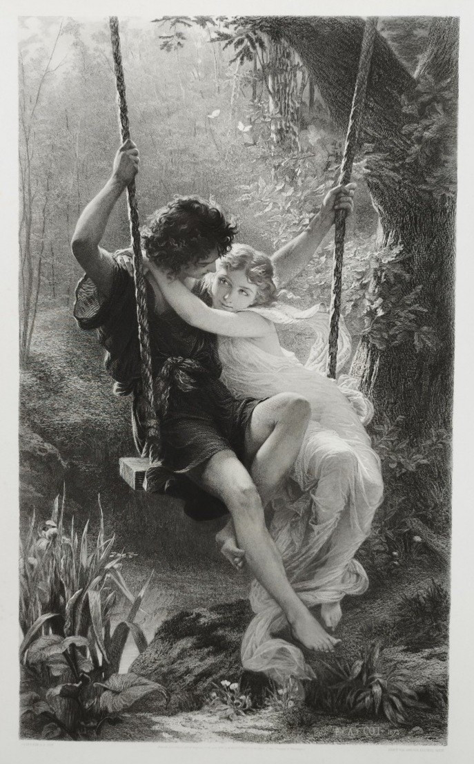 Grande gravure Le Printemps par Varin d'après Cot 19ème 