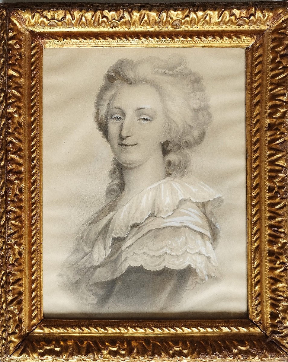 Marie-Antoinette reine de France portrait dessin 19ème 