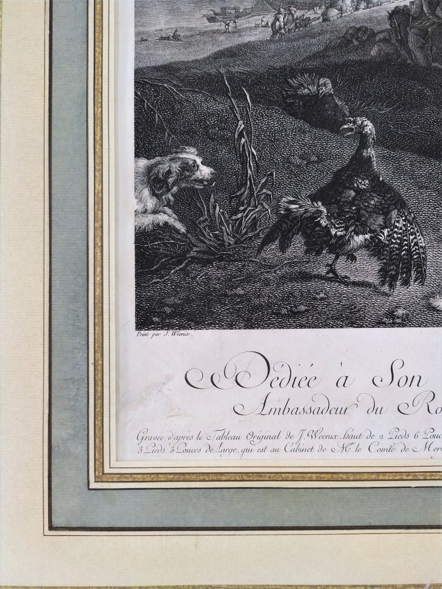 Engraving The Party d'Après Weenix 18th C Etching Old Print-photo-4
