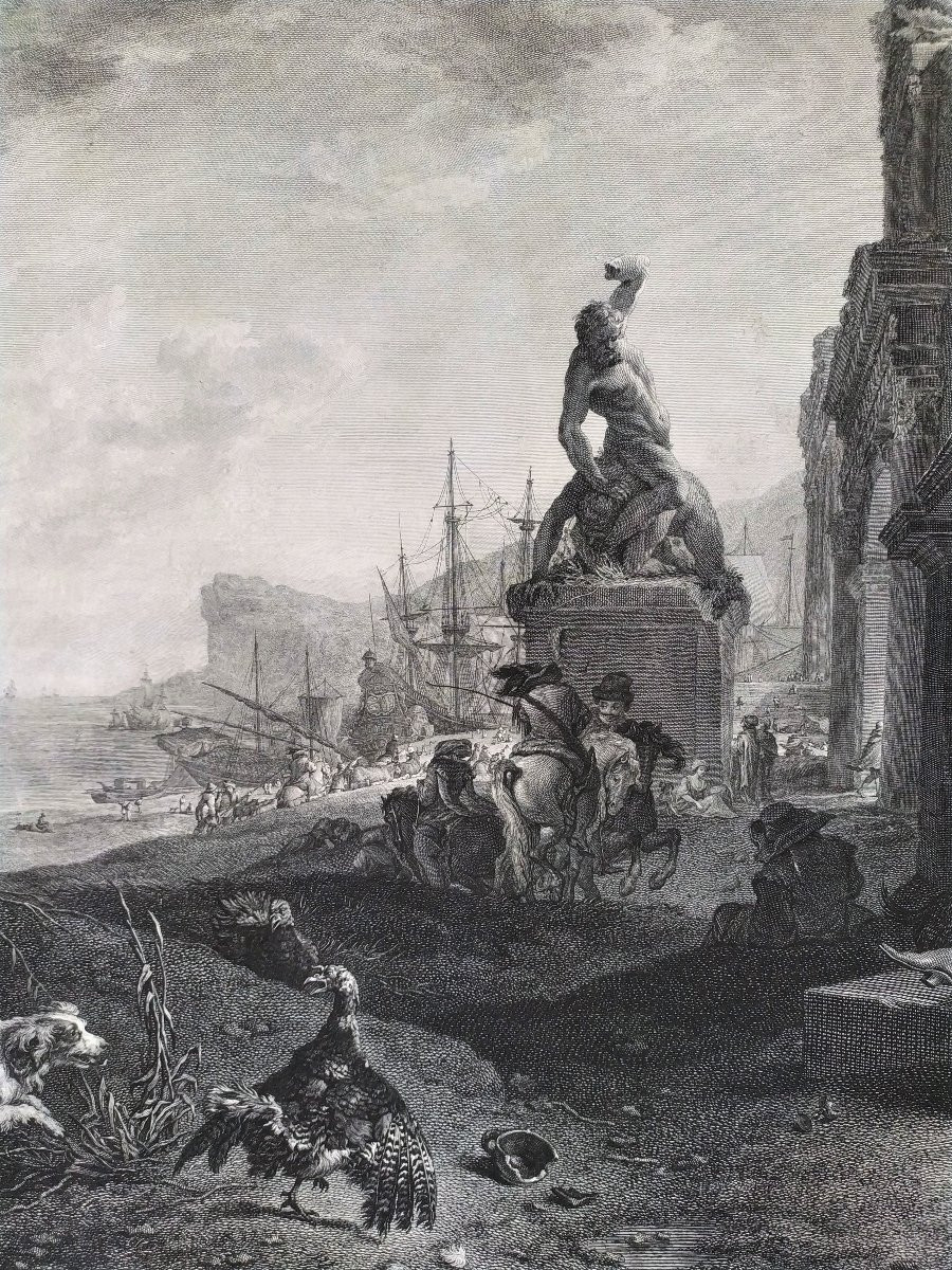Engraving The Party d'Après Weenix 18th C Etching Old Print-photo-3