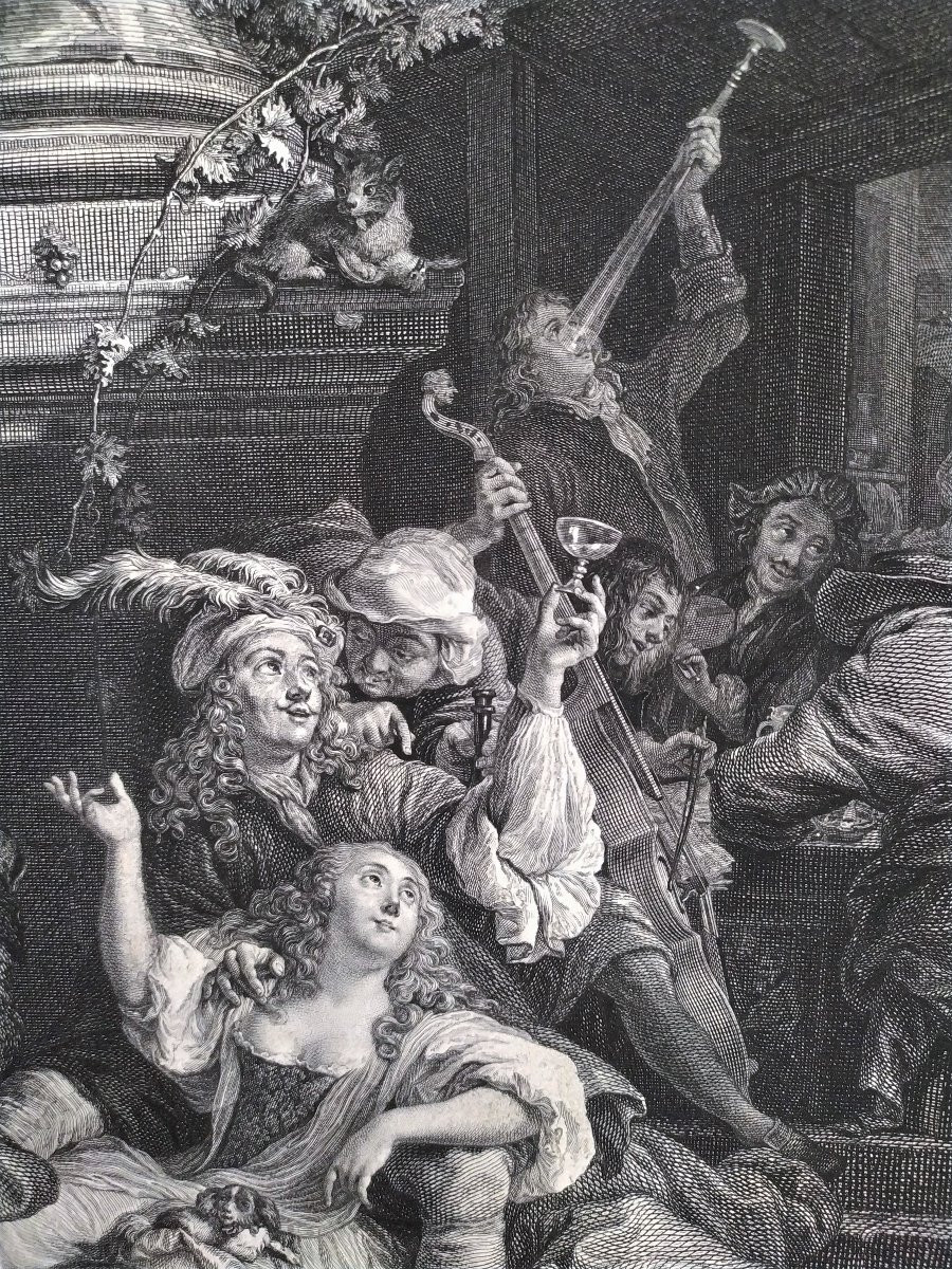Engraving The Party d'Après Weenix 18th C Etching Old Print-photo-5