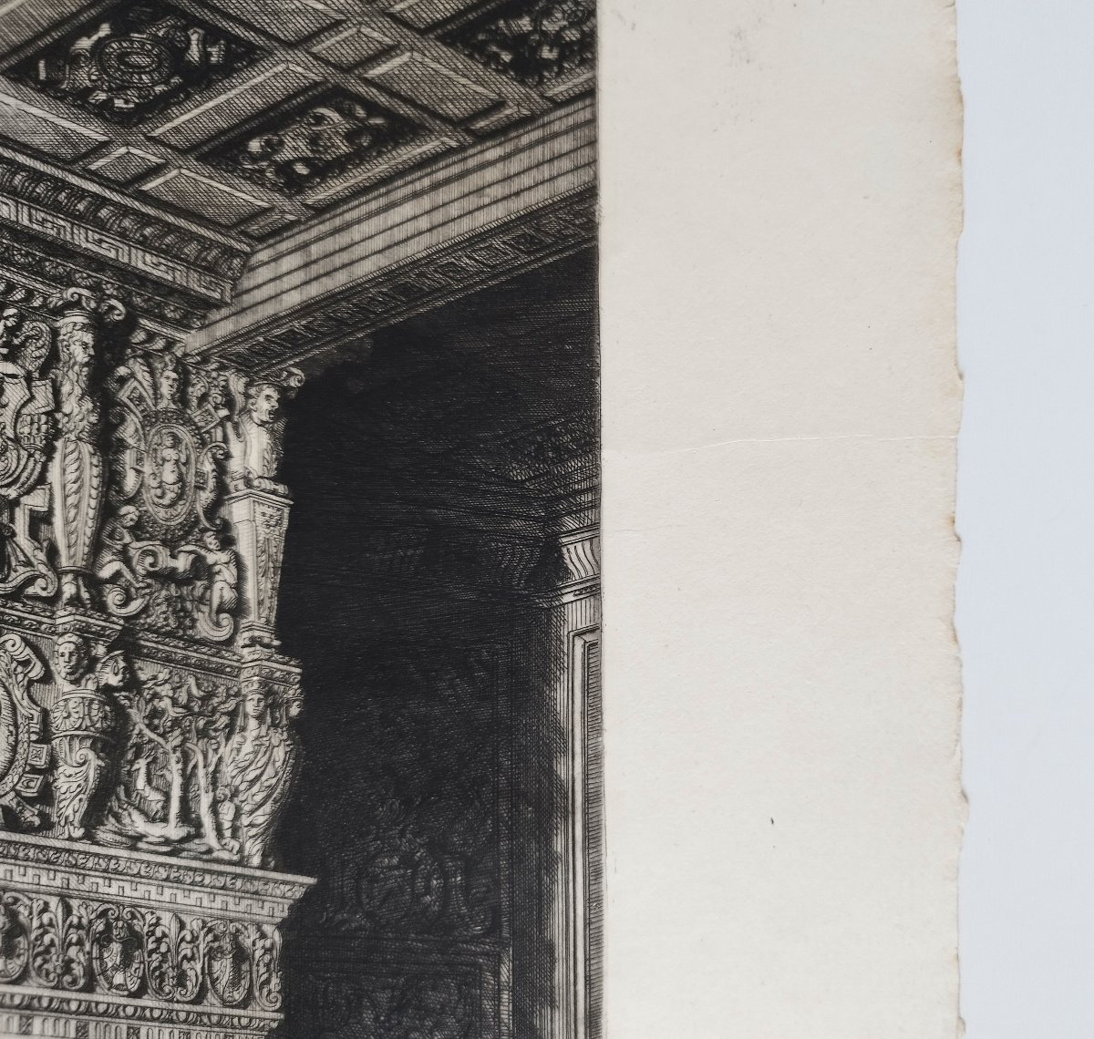 Octave De Rochebrune Fireplace At The Château De Terre-neuve Engraving Architecture Etching XIX-photo-2