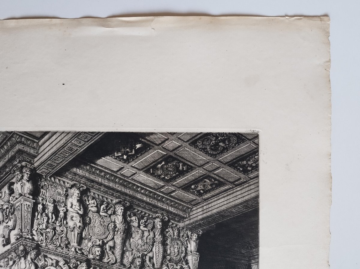 Octave De Rochebrune Fireplace At The Château De Terre-neuve Engraving Architecture Etching XIX-photo-3