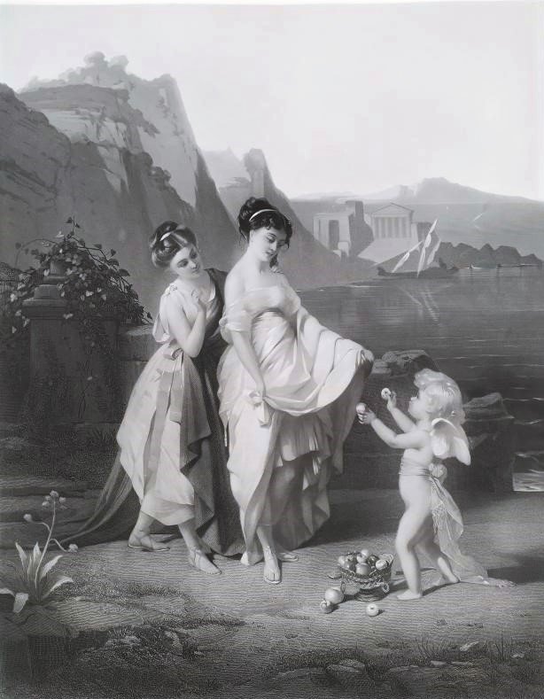 Grande gravure d'Après Brochart Style Néo-classique 19ème-photo-1