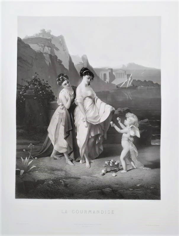 Grande gravure d'Après Brochart Style Néo-classique 19ème-photo-7