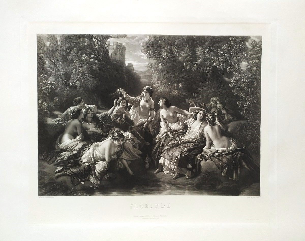 Florinde Grande Gravure Mythologique par Abel Lurat d'après  Winterhalter XIXème-photo-2