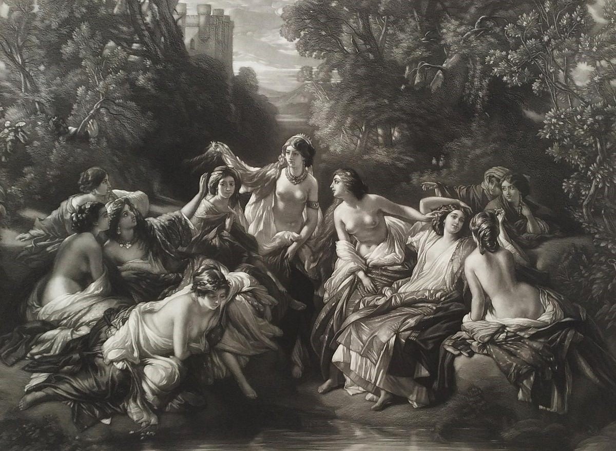 Florinde Grande Gravure Mythologique par Abel Lurat d'après  Winterhalter XIXème-photo-2