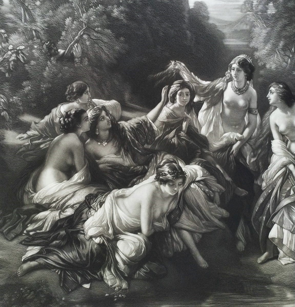 Florinde Grande Gravure Mythologique par Abel Lurat d'après  Winterhalter XIXème-photo-3