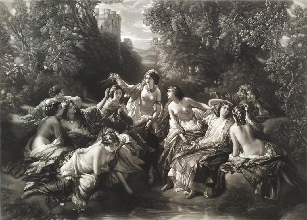 Florinde Grande Gravure Mythologique par Abel Lurat d'après  Winterhalter XIXème-photo-5