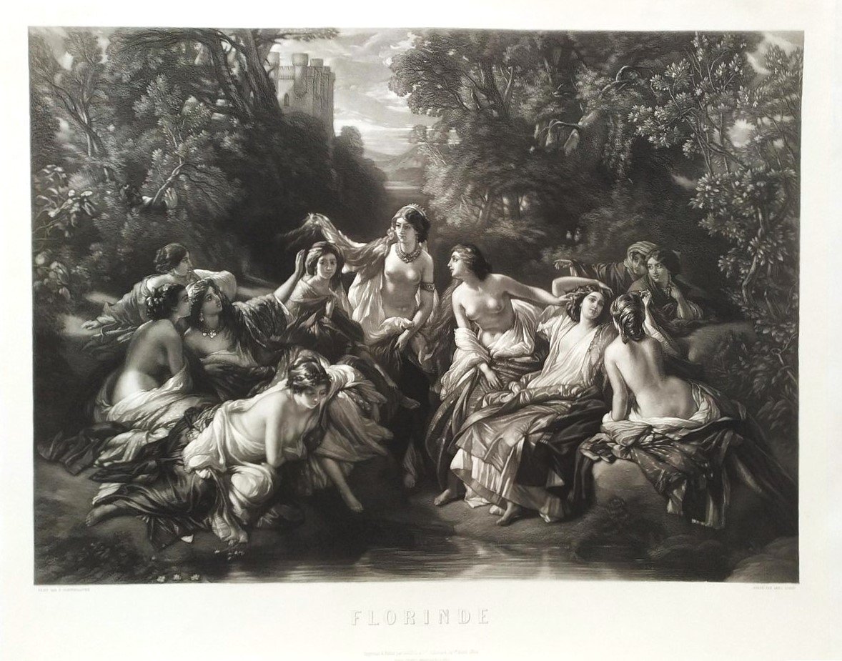 Florinde Grande Gravure Mythologique par Abel Lurat d'après  Winterhalter XIXème