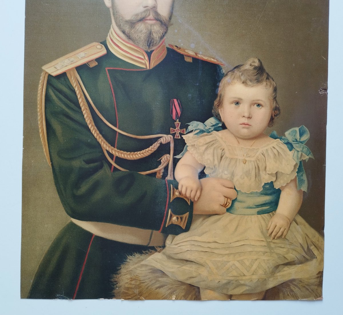 Tsar Nicholas II And Grand Duchess Olga 20th Century Chromolithograph-photo-3