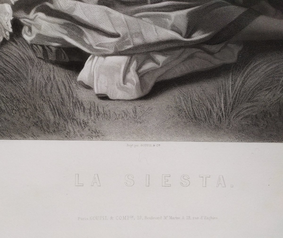La Siesta Femmes Italiennes Gravure d'Après Winterhalter 19ème-photo-4