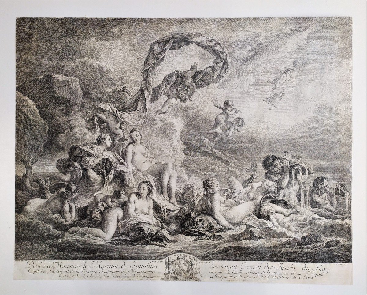 Gravure mythologique 18ème Venus d'après Boucher -photo-2