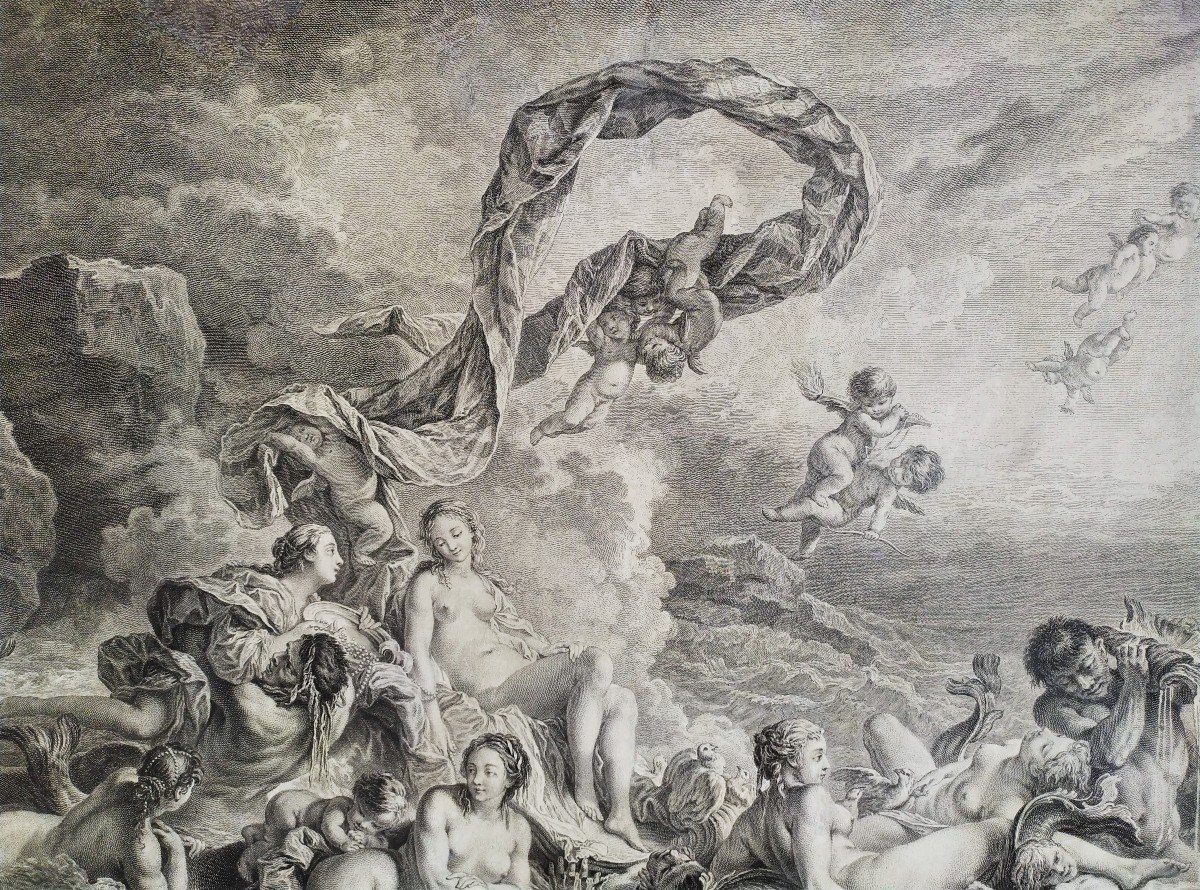 Gravure mythologique 18ème Venus d'après Boucher -photo-3