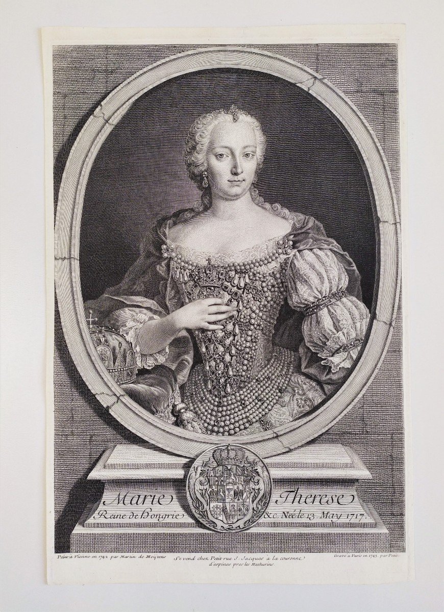 Gravure 18ème Portrait de Marie-Thérèse d'Autriche reine de Hongrie-photo-2
