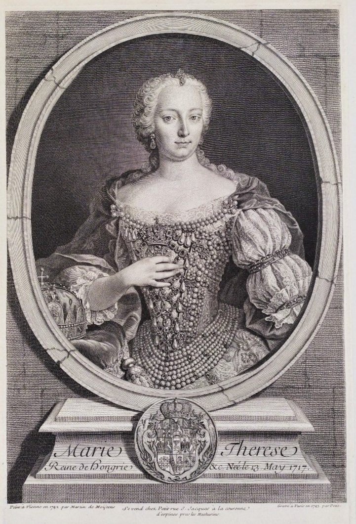 Gravure 18ème Portrait de Marie-Thérèse d'Autriche reine de Hongrie-photo-3