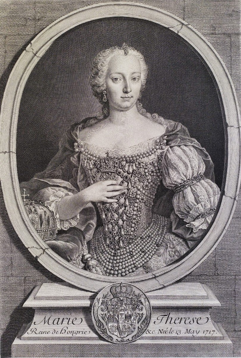 Gravure 18ème Portrait de Marie-Thérèse d'Autriche reine de Hongrie-photo-4