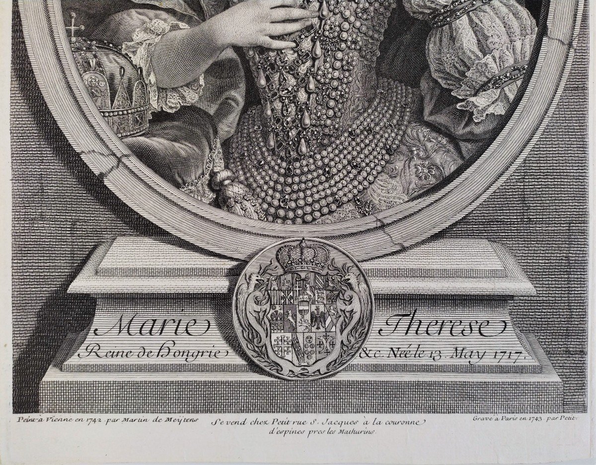 Gravure 18ème Portrait de Marie-Thérèse d'Autriche reine de Hongrie-photo-2
