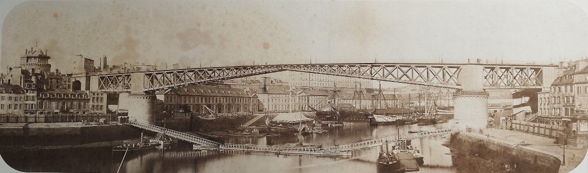 Brittany Brest Swing Bridge At Recouvrance Old Photograph Circa 1861-photo-4