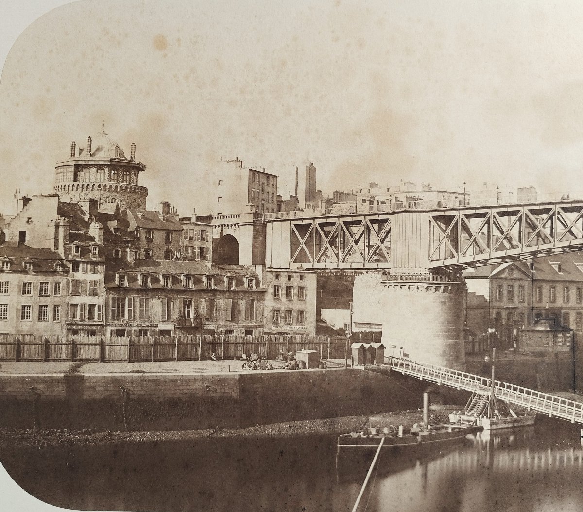 Brittany Brest Swing Bridge At Recouvrance Old Photograph Circa 1861-photo-1