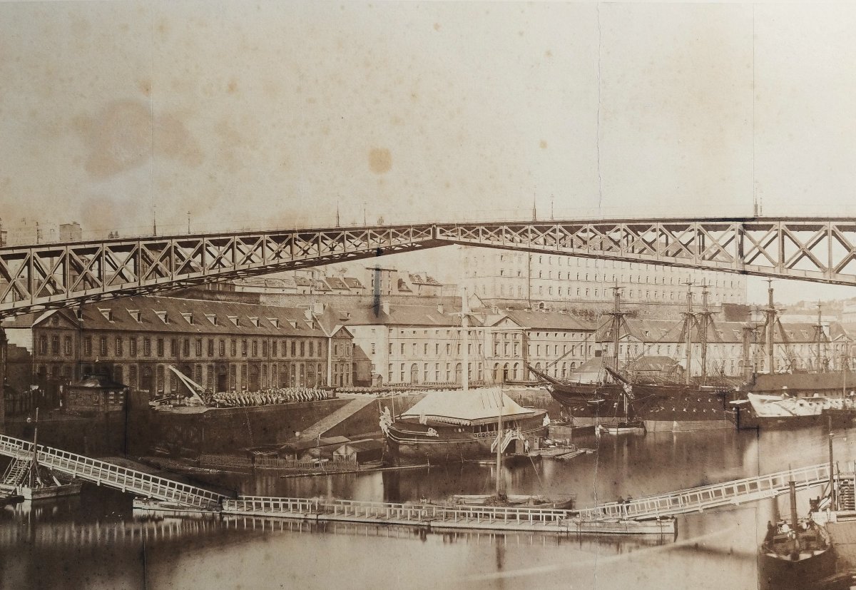 Brittany Brest Swing Bridge At Recouvrance Old Photograph Circa 1861-photo-2