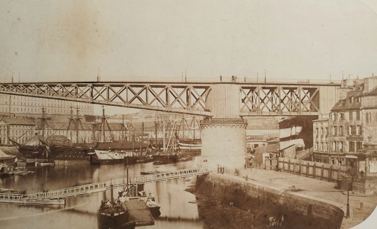 Brittany Brest Swing Bridge At Recouvrance Old Photograph Circa 1861-photo-4