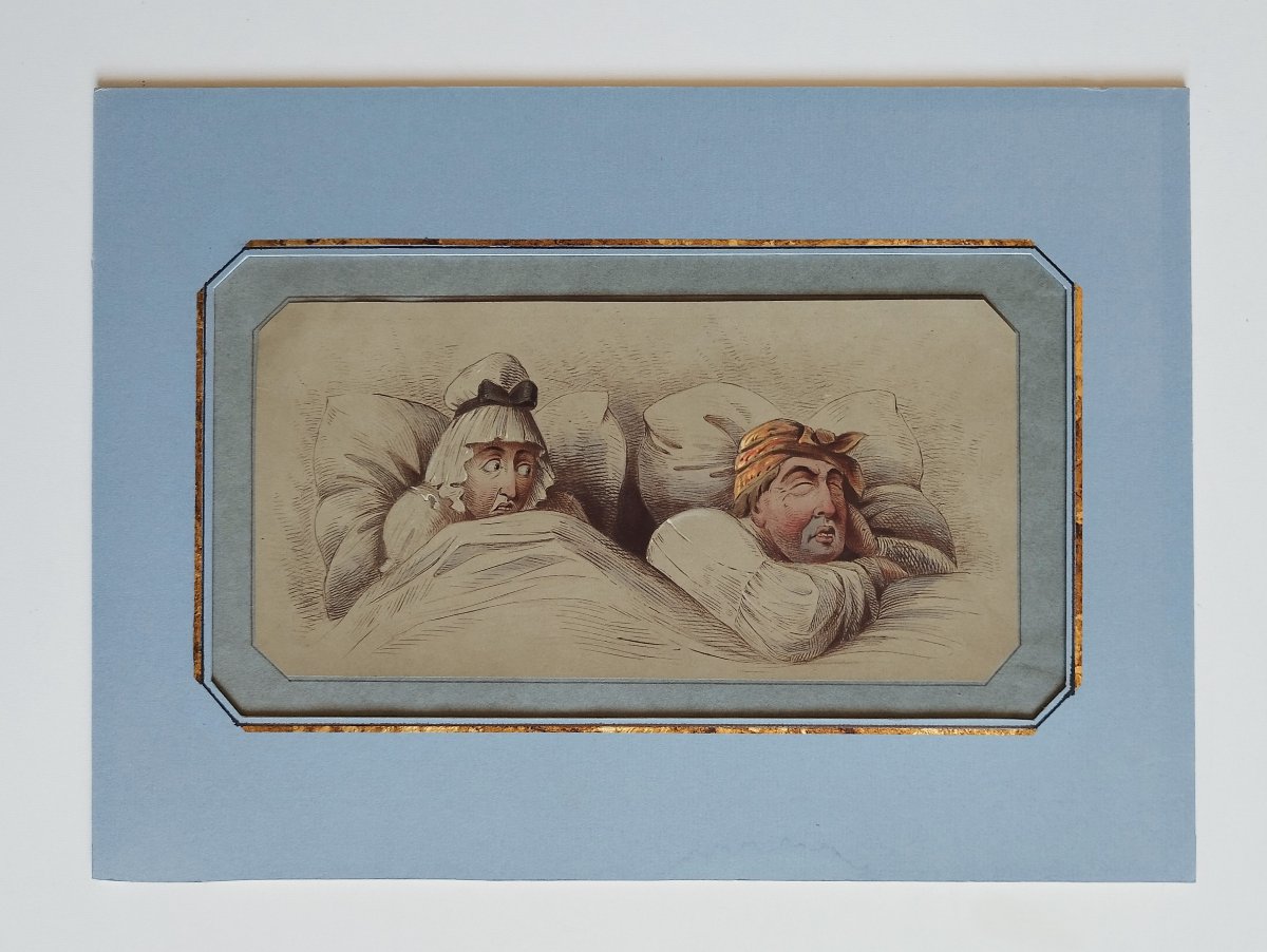 le Bonheur conjugal lithographie XIXe attibué à Honoré Daumier-photo-2