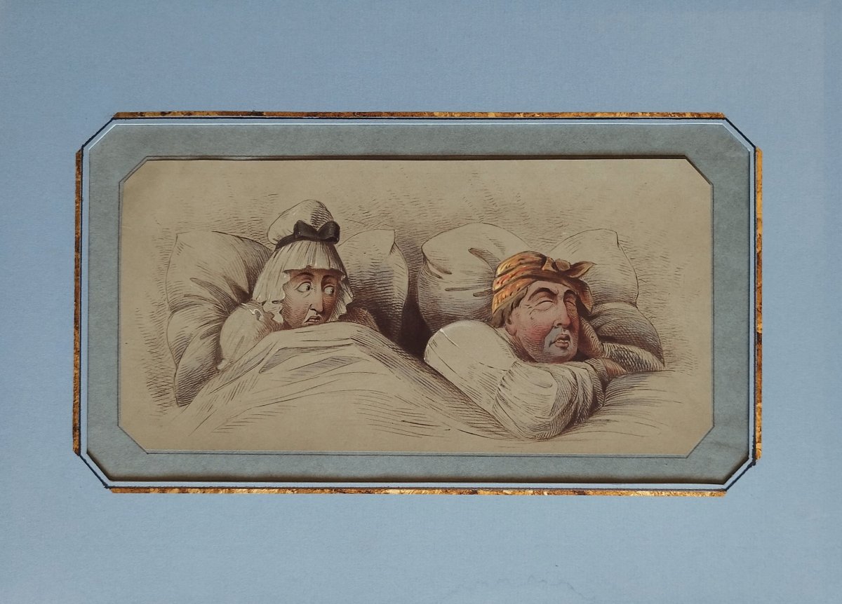 le Bonheur conjugal lithographie XIXe attibué à Honoré Daumier-photo-4