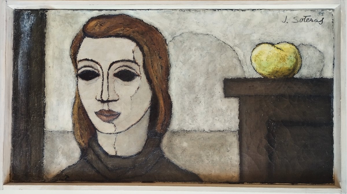 Jorge Soteras, Oil Painting Woman With An Apple -photo-2