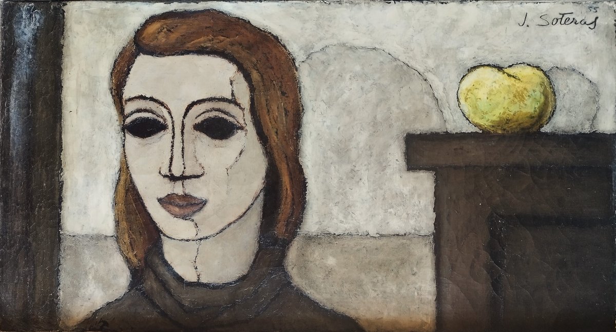 Jorge Soteras, Oil Painting Woman With An Apple 