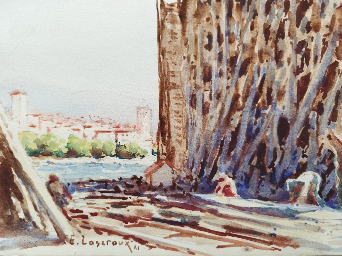 Lascroux, G.e. La Ciotat Shipyard, Marseille, Watercolor, 1941-photo-4